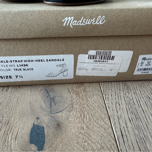 Madewell angle strap high heel sandal shoe black size 7.5 - Picture 2 of 4